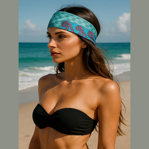 Monique Martin Summer/Spring Scarf Vintage with teal blue and Pink parsley